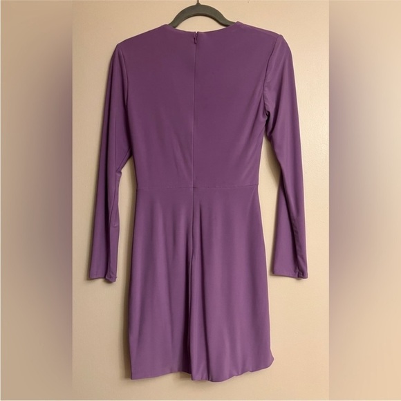 NEW Ieena for Mac Duggal Long Sleeve Front Knot Jersey Mini Dress - Picture 5 of 7